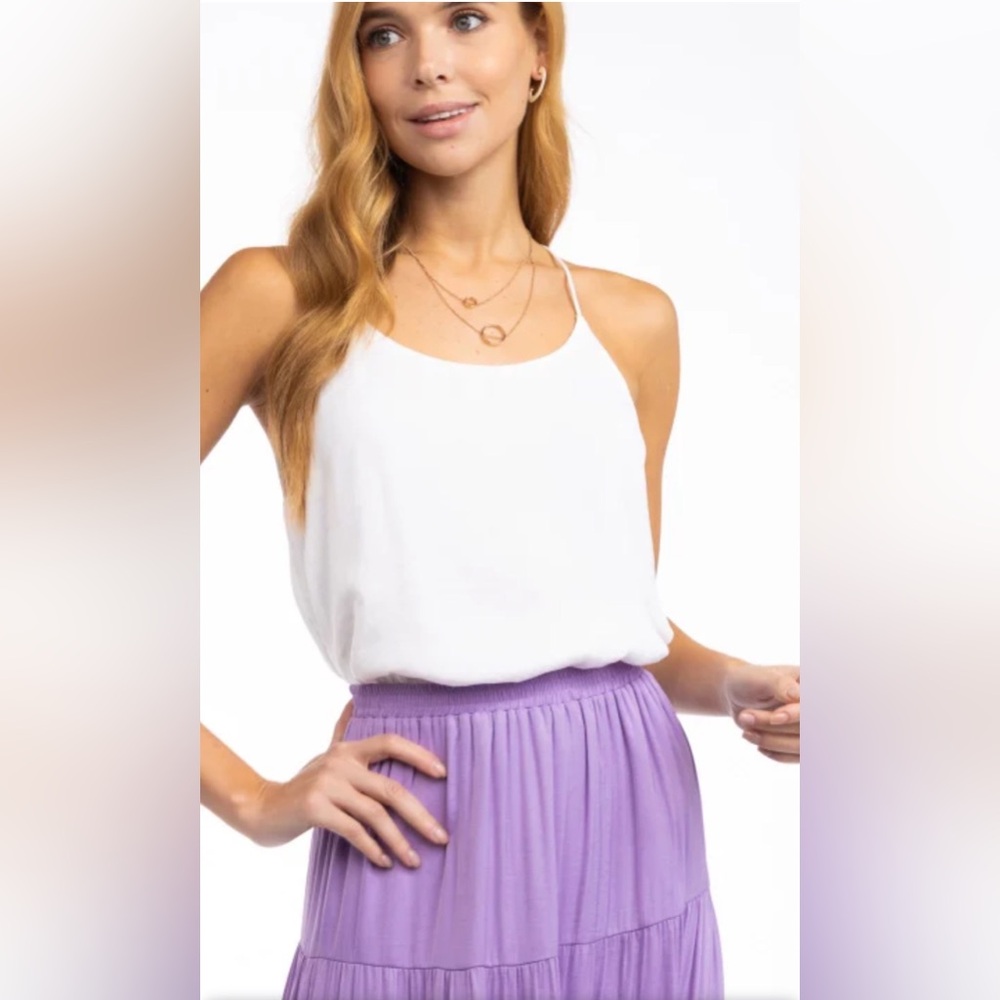 EUC- Naked Zebra- Elegant Cream Tank Top black straps